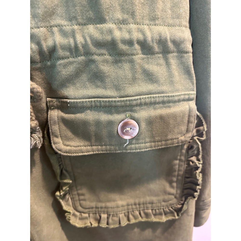 Evys Tree The Mia Olive Green Ruffle Utility Field Jacket Womens Medium ET1045 - Picture 11 of 11